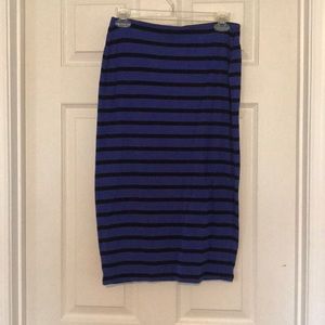 Old Navy, blue and black striped midi skirt